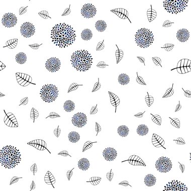 Koyu mavi, sarı yapraklar, çiçekler ile sorunsuz doodle doku vektör. Yaprak, Çiçek Origami tarzı ile doodle. Desen tasarım pencere panjur, perdeler.