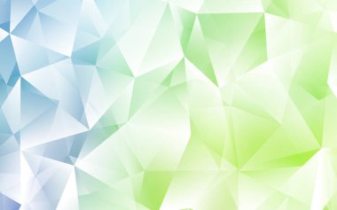 Açık mavi, vektör düzen hatları, üçgenler ile yeşil. Renkli gradyan ile arka plan üçgenler. Reklam için desen.