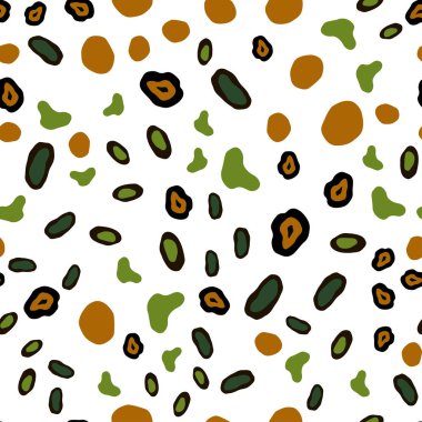 Koyu yeşil, sarı daireler ile sorunsuz şablon vektör. Modern Soyut illüstrasyon renkli su ile bırakır. Desen tasarım pencere panjur, perdeler.