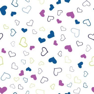 Işık çok renkli vektör renkli kalpler ile seamless modeli. Bulanık dekoratif tasarım kalpler ile doodle tarzında. Evlilik hediyeleri, tebrikler için desen.