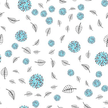 Koyu mavi vektör sorunsuz doodle desen yaprakları, çiçekleri ile. Degrade yaprakları, çiçekleri beyaz arka plan üzerinde. Desen için modaya uygun Kumaş, duvar kağıtları.