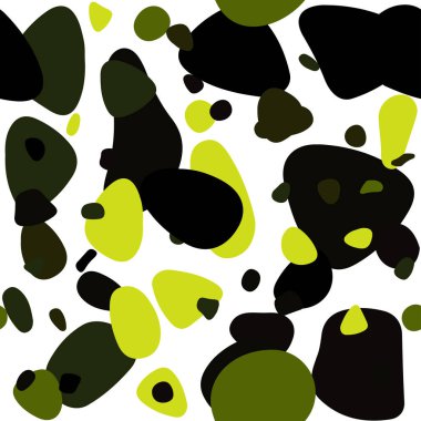 Koyu yeşil, sarı daire şekilleriyle birlikte sorunsuz düzen vektör. Soyut illüstrasyon renkli baloncuklar doğa tarzı ile. Desen için modaya uygun Kumaş, duvar kağıtları.