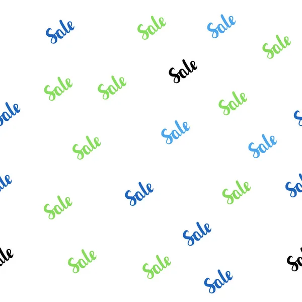 浅蓝色 绿色矢量无缝模板与销售文字 抽象例证以销售的五颜六色的梯度标志 超大型促销活动的支持 — 图库矢量图片