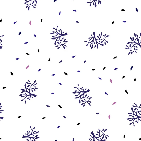 Dunkelrosa Blauer Vektor Nahtlos Eleganter Hintergrund Mit Blättern Ästen Bunte — Stockvektor