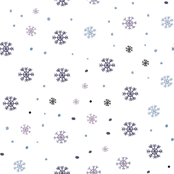 Rosa Claro Textura Sin Costuras Vector Azul Con Copos Nieve — Vector de stock