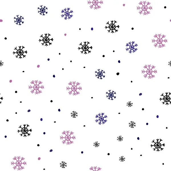 Tmavě Růžová Modrá Vektorové Bezešvé Pozadí Vánoční Vločky Zářivé Barevné — Stockový vektor
