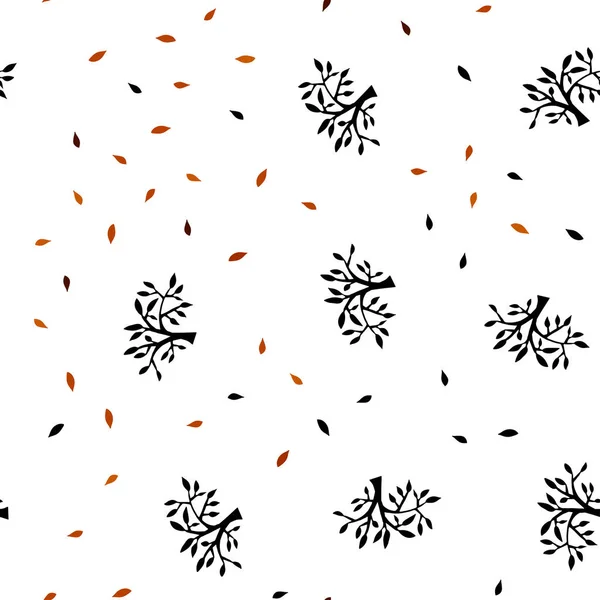 Tmavě Oranžové Vektorové Bezproblémové Přírodní Kresbu Listí Větví Creative Ilustrace — Stockový vektor