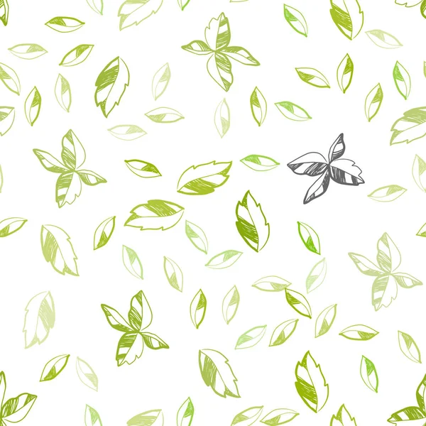 Light Green Yellow Vector Seamless Elegant Wallpaper Leaves Doodle Illustration — Stock Vector
