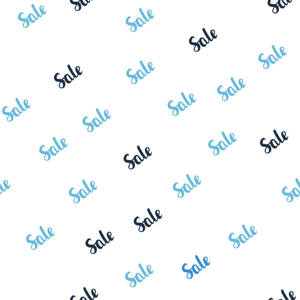 Light BLUE vector seamless template with selling words. Gradient illustration with discount signs on white backdrop. Backdrop for super sales on Black Friday.