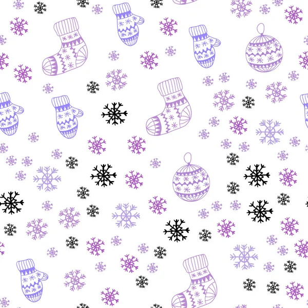 Luz Púrpura Vector Fondo Sin Costuras Con Copos Nieve Navidad — Vector de stock