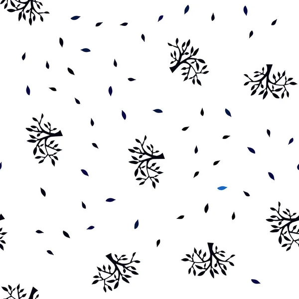 Dark Blue Vector Sem Emenda Doodle Pano Fundo Com Folhas — Vetor de Stock