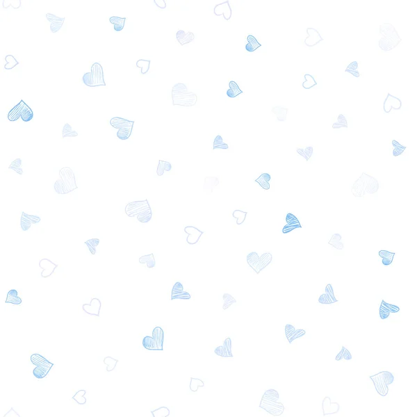 ライトピンク 素敵な心を持つ青いベクトル シームレスなテクスチャ お祝いのスタイルで心と美しいカラー イラスト バレンタインの挨拶はがき用テンプレート — ストックベクタ