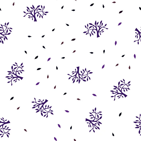 濃い紫色 ピンク葉 枝とのシームレスな自然な背景をベクトルします 白い背景のグラデーションと枝し 葉します テキスタイル ファブリック 壁紙デザイン — ストックベクタ