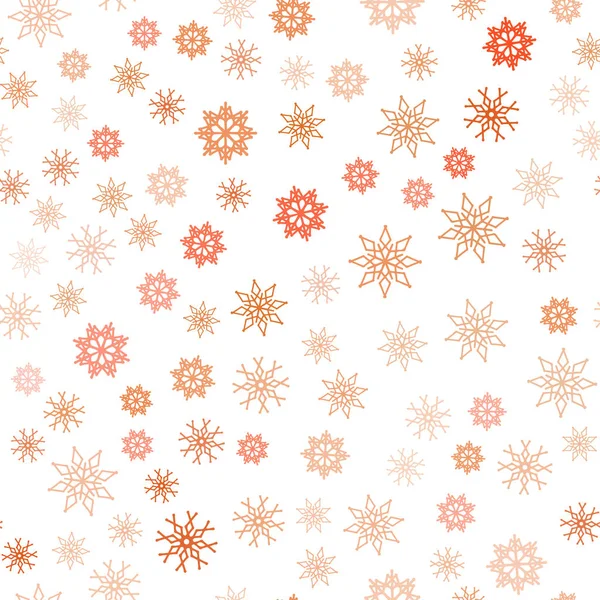 Licht Orange Vektor Nahtlose Abdeckung Mit Schönen Schneeflocken Dekorative Leuchtende — Stockvektor