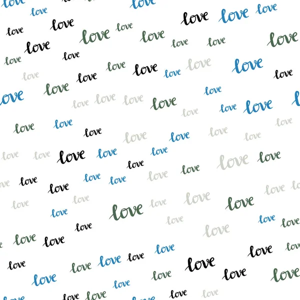 Dark Blue Vector Seamless Pattern Phrase Love You Decorative Illustration — Stock Vector