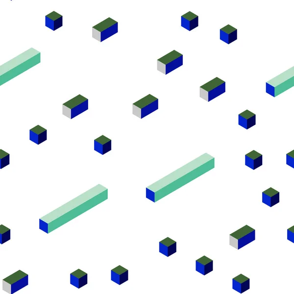 Azul Claro Vector Verde Sin Costuras Patrón Isométrico Estilo Cuadrado — Archivo Imágenes Vectoriales