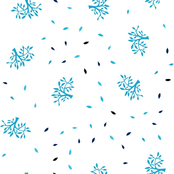 Tmavě Modrý Vektor Bezešvé Doodle Šablona Listů Větvemi Listy Větve — Stockový vektor
