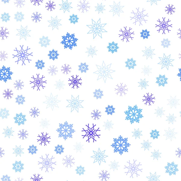 Hellrosa Blauer Vektor Mit Nahtloser Textur Und Farbigen Schneeflocken Leuchtende — Stockvektor
