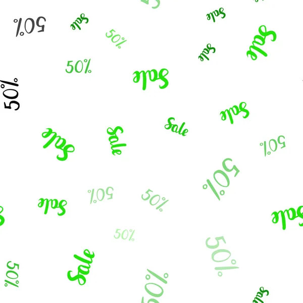 Licht Groen Vector Naadloze Cover Met Symbolen Van Verkoop Glanzende — Stockvector