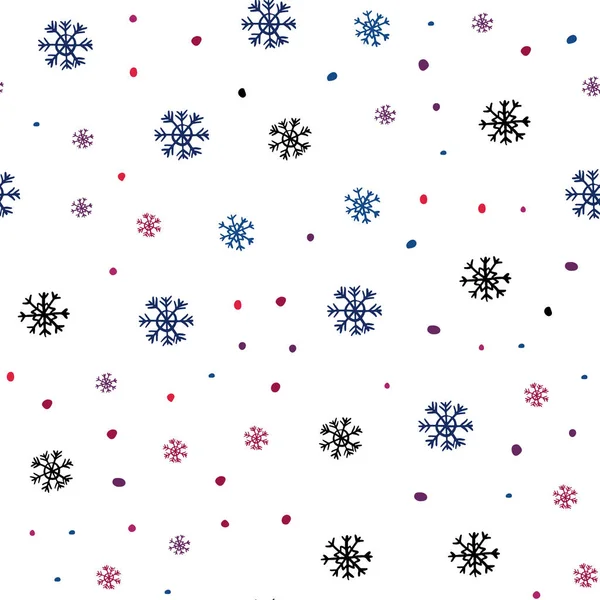 浅蓝色 红色矢量无缝模式与圣诞节雪花 用冰晶闪闪发光的抽象插图 时尚面料 壁纸的图案 — 图库矢量图片