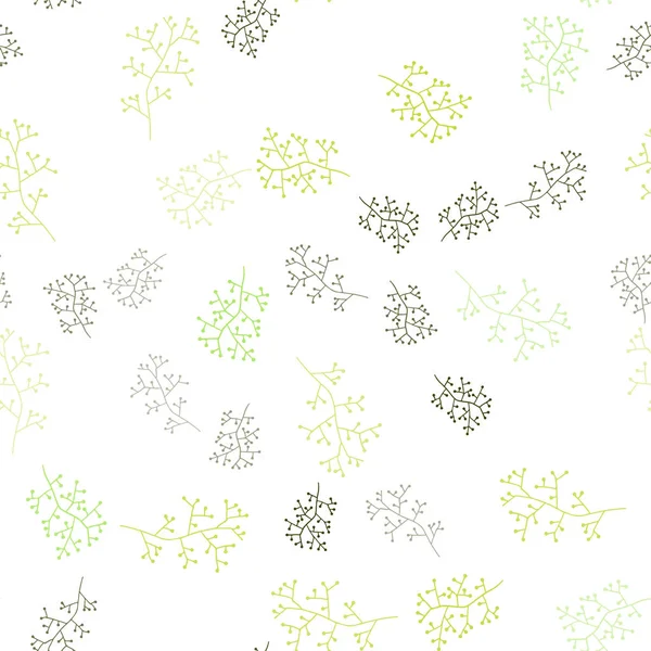枝光緑ベクトル シームレスな落書きレイアウト キラキラの葉と枝の抽象的なイラスト 窓のブラインド カーテンのためのテクスチャ — ストックベクタ