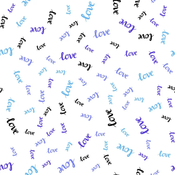 Light Pink Blue Vector Seamless Texture Words Love You Illustration — Stock Vector