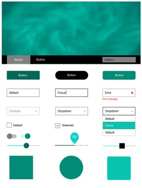 Açık yeşil yıldız ile malzeme tasarım kiti vektör. Arka plan üzerinde renkli stil rehberi yıldız ile. Bu örnek açılış sayfanız için mu.