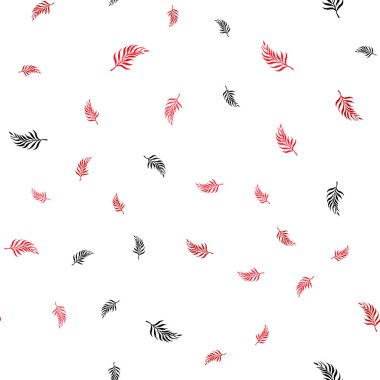 Işık kırmızı vektör sorunsuz doğal zemin yaprakları ile. Parlayan illüstrasyon karalama stilinde yaprakları ile renkli. Duvar kağıdı, kumaş üreticileri için modaya uygun bir tasarım.