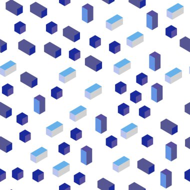 Pembe ışık, çizgiler, dikdörtgenler ile vektör kesintisiz, izometrik düzeni mavi. Dikdörtgenler renkli gradyan ile arka plan üzerinde. Tasarım için duvar kağıdı, kumaş üreticileri.