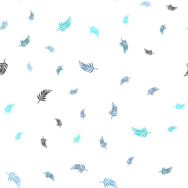 Pembe ışık, vektör sorunsuz doodle desen yaprakları ile mavi. Parlayan illüstrasyon karalama stilinde yaprakları ile renkli. Desen için modaya uygun Kumaş, duvar kağıtları.
