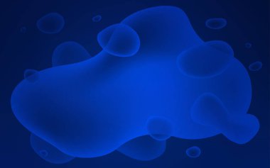 Koyu mavi vektör arka plan ile sıvı şekiller. Memphis tarzı gradyan ile yepyeni renkli resimde. Marka kitap için zarif desen.