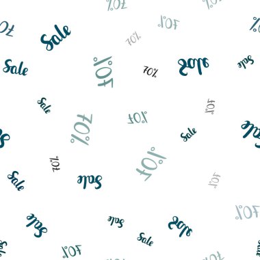 Koyu mavi, yeşil % 70 satış ile sorunsuz şablon vektör. Degrade illüstrasyon indirimli beyaz zemin üzerinde imzalar. Süper satış siyah Cuma için zemin.