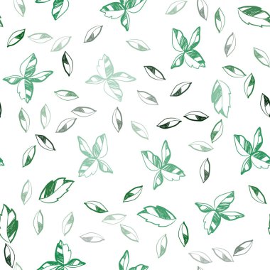 Açık mavi, yeşil vektör sorunsuz arka plan yaprakları ile. Bulanık tarzı ile yaratıcı şekilde bırakır. Tekstil, kumaş, duvar kağıtları için tasarım.