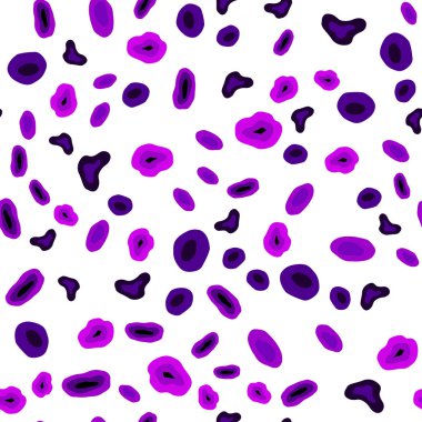 Koyu mor, pembe daire şekilleriyle birlikte sorunsuz düzen vektör. Kabarcıkları ile soyut tarzda bulanık dekoratif tasarım. Desen tasarım kumaş, duvar kağıtları.