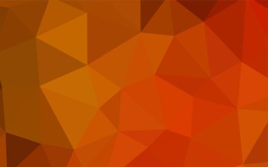 Açık Turuncu Vektör Çokgen çizimi. Üçgenlerden oluşan parlayan çokgen çizimler. Arkaplanlarınız için desenli desen.