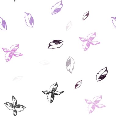 Koyu mor, pembe sorunsuz doğal zemin yaprakları ile vektör. Modern geometrik soyut illüstrasyon ile bırakır. Desen tasarım pencere panjur, perdeler.