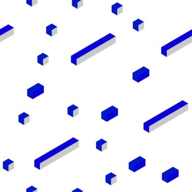 Koyu mavi vektör zemin rhombus ile kesintisiz, izometrik. Modern Soyut illüstrasyon renkli dikdörtgenler ile. Tasarım için duvar kağıdı, kumaş üreticileri.