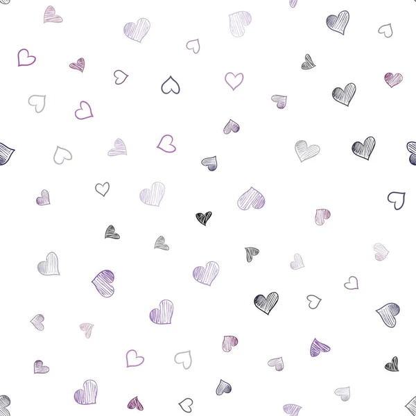 Dark Pink Vector Seamless Template Doodle Hearts Decorative Shining Illustration — Stock Vector
