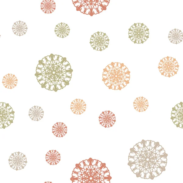 Light Pink Yellow Vector Seamless Texture Colored Snowflakes Decorative Shining — Stock Vector