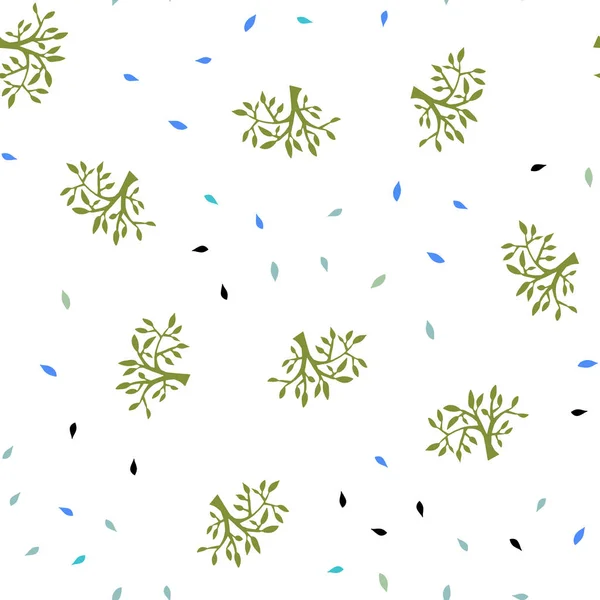 浅蓝色 黄色矢量无缝涂鸦背景与叶子 五颜六色的插图在涂鸦风格与叶子 网站模板 — 图库矢量图片