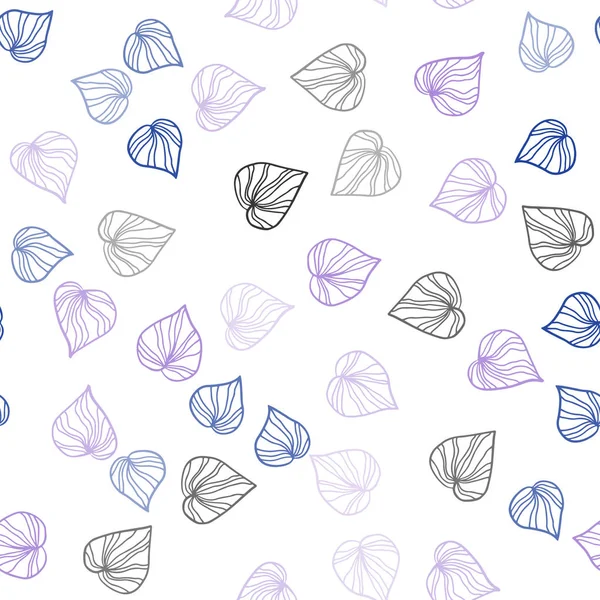 Dark Pink Blue Vector Seamless Doodle Background Leaves Leaves Elegant — Stock Vector