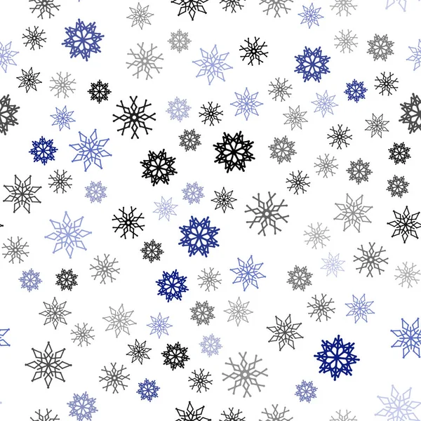 Hellblaue Vektor Nahtlose Vorlage Mit Eisschneeflocken Schnee Auf Verschwommenem Abstrakten — Stockvektor