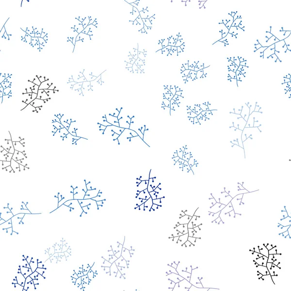 浅蓝色矢量无缝自然模式与分支 全新的彩色插图 有叶子和树枝 百叶窗 窗帘的纹理 — 图库矢量图片