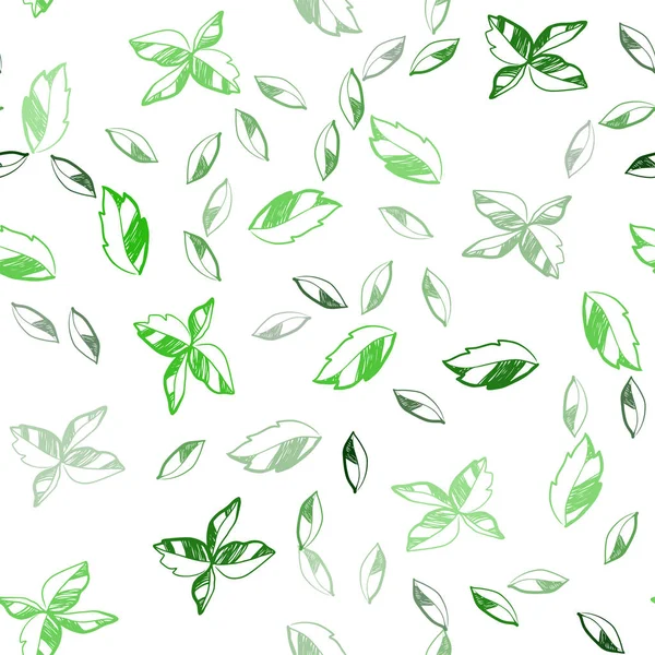 Vector Verde Claro Diseño Abstracto Sin Costuras Con Hojas Doodle — Vector de stock
