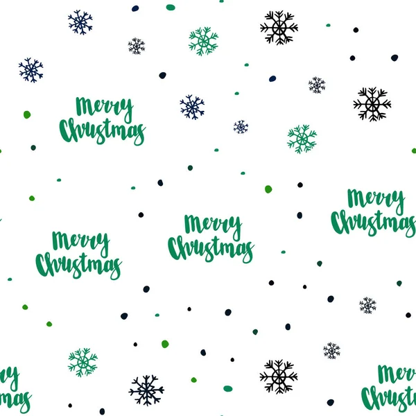 Fond Sans Couture Vecteur Vert Foncé Avec Flocons Neige Noël — Image vectorielle