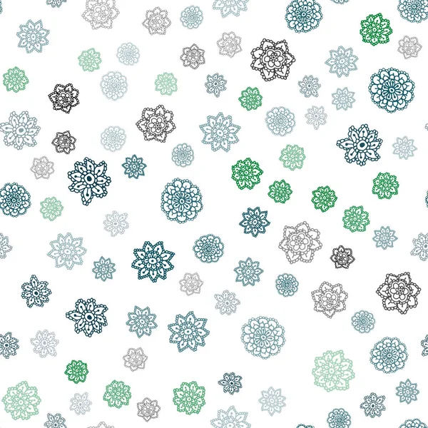 Azul Claro Textura Sin Costuras Vector Verde Con Copos Nieve — Archivo Imágenes Vectoriales