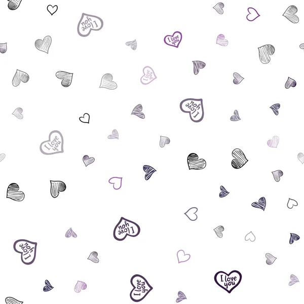 Texture Sans Couture Vectorielle Violet Foncé Avec Beaux Cœurs Illustration — Image vectorielle