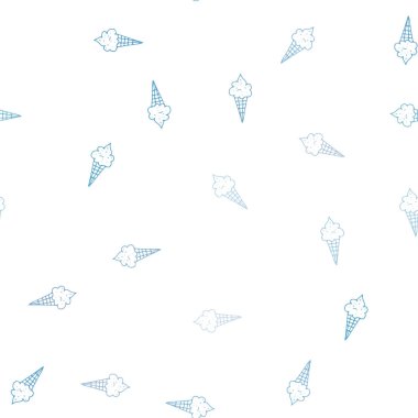 Ice - cream koni ile sorunsuz arka plan ışık mavi vektör. Dekoratif illüstrasyon soyut şablonundaki dondurma ile. Desen reklamlar Kahvaltı, Öğle Yemeği, akşam yemeği için.