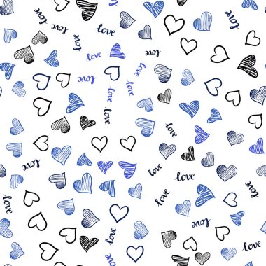 Koyu mavi vektör alıntı Love You, kalpleri ile sorunsuz kapak. Aşk, kalpleri soyut tarzda Illustration kelimelerle. Doku pencere panjur, perdeler için.