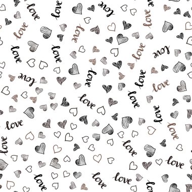 Koyu kahverengi sorunsuz geçmiş sözler, kalpleri ile vektör. Renkli resimde alıntı Love You, kalpleri ile. Kartvizit, Web siteleri için şablon.